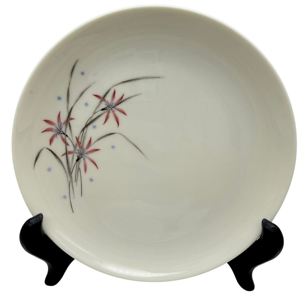 Syracuse Carefree Flame Lily Bread and Butter Plates Set of 3 Vintage MCM